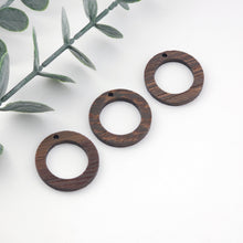 Load image into Gallery viewer, Round Geometric Shape Wood Charms, Wooden Pendant, Reclaimed Walnut Wood, Geometric Statement Wood Earrings Diy Ideas JT997
