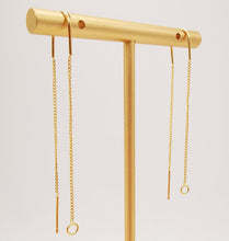 Load image into Gallery viewer, 10 Pairs- 14K Gold Plated Ear Threader, 60mm Threader Earrings, 0.6x0.8mm Flat Chain Wire, Chain Earrings, Z088