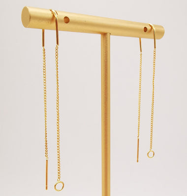 10 Pairs- 14K Gold Plated Ear Threader, 60mm Threader Earrings, 0.6x0.8mm Flat Chain Wire, Chain Earrings, Z088