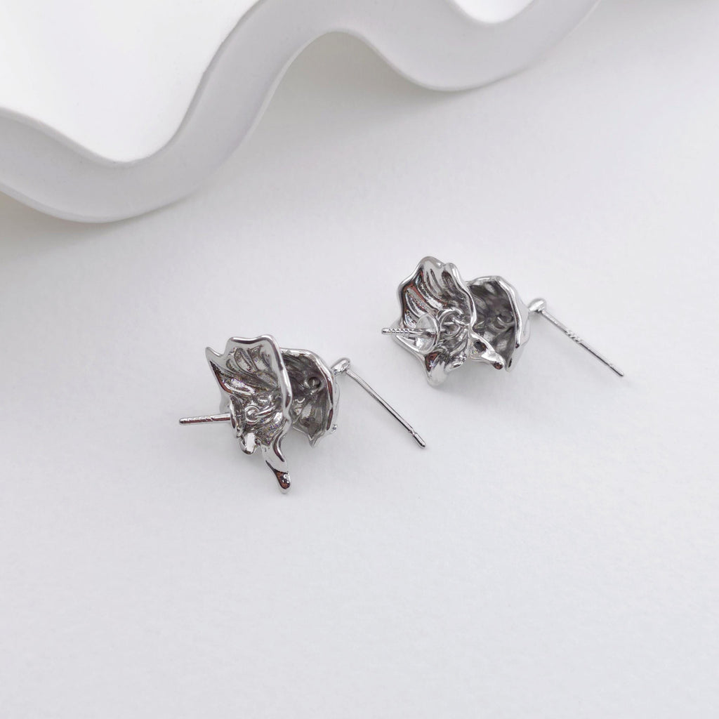 Vertical Flowers Earring Post with Peg Bail, Nickel Free, Flower Ear Stud Loop, Hypoallergenic Earring Finding ZX315