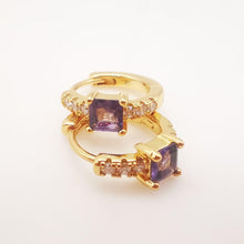 Load image into Gallery viewer, Cubic Ear Hoops Multicolor Pave Crystal , 13mm, 18K Gold Plated Leverback Earrings, Huggie Hoops Earring S20265