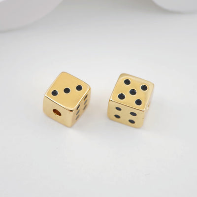 Enamel Rainbow Beads, Dice Beads, Spacer Beads, 18K Gold Plated,  Bracelet Necklace Making Jewelry Finding S1114