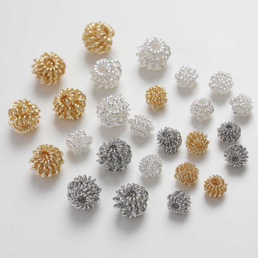 10pcs Twisted Ball Beads, 14K Gold/Silver/White Plated Spacer Beads, Irregular Beads, Bracelet Beads, Jewelry Finding GZ225