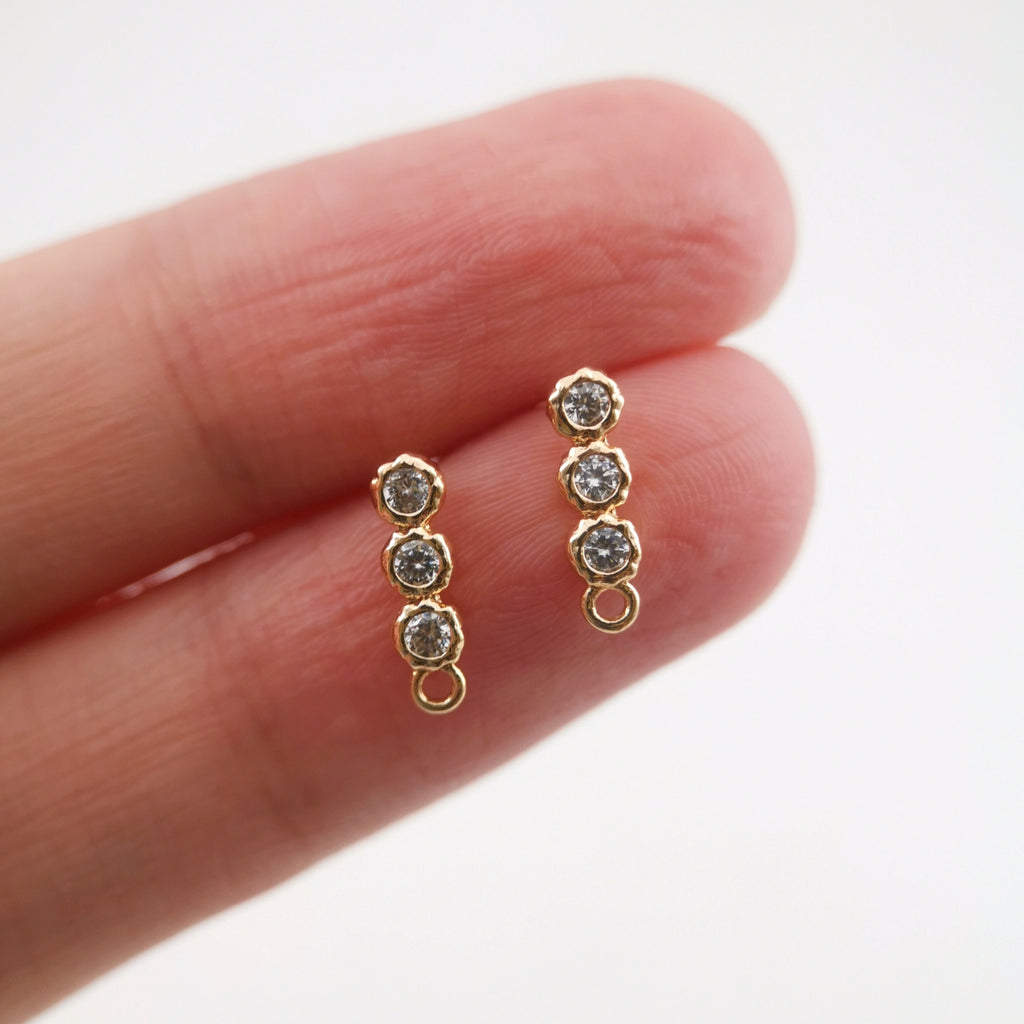 Triple Circle Earrings, 18K Earring Post Pave CZ, Real Gold Plated, S925 Silver Pin Nickel Free Earrings, Hypoallergenic Earring ZX235