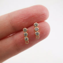 Load image into Gallery viewer, Triple Circle Earrings, 18K Earring Post Pave CZ, Real Gold Plated, S925 Silver Pin Nickel Free Earrings, Hypoallergenic Earring ZX235