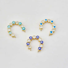 تحميل الصورة إلى عارض المعرض، دلاية عين شريرة مطلية بالمينا، موصل عين مطلي بالذهب عيار 18 قيراط، 45 مم، لصنع الأساور، إكسسوارات المجوهرات S20656