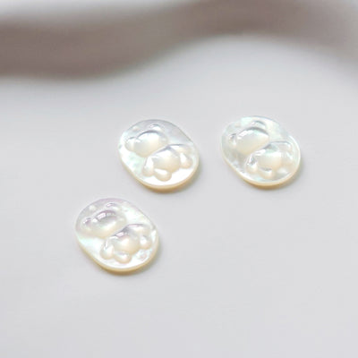 Bear White Mother-of-Pearl, MOP Shell Pendant, Engraved White Nacre, Shell Charm, Rectangular Shell Jewelry Making Findings RY030