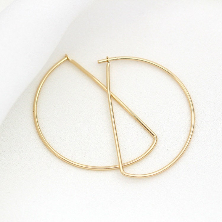 20pcs- 14K Gold Plated Hoop Earring Finding, 40mm, Nickel Free Half Circle Earring Hoops, DIY Earring Charms, Earring Making Findings Z028