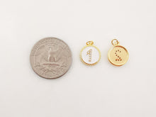 Load image into Gallery viewer, Number Charms, 0~9, Birthday Number Charm, You Choose, Coin Cubic Pave, 18K Gold Plated, Necklace Making Pendants, Jewelry Findings S20245