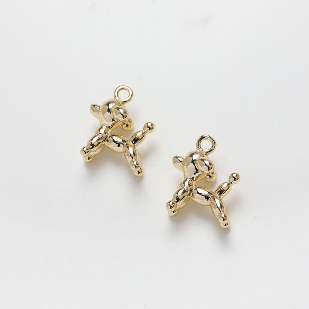 Balloon Dog Charm, Animal Pendant Puppy Charm,14K Gold Plated Pendant, Necklace Bracelet Making Charm, Jewelry Findings GZ263