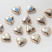 Load image into Gallery viewer, 3D Heart Charms, 14K Gold Plated Opal Pave, Love Pendant, Necklace Making Pendants, Jewelry Findings GZ741