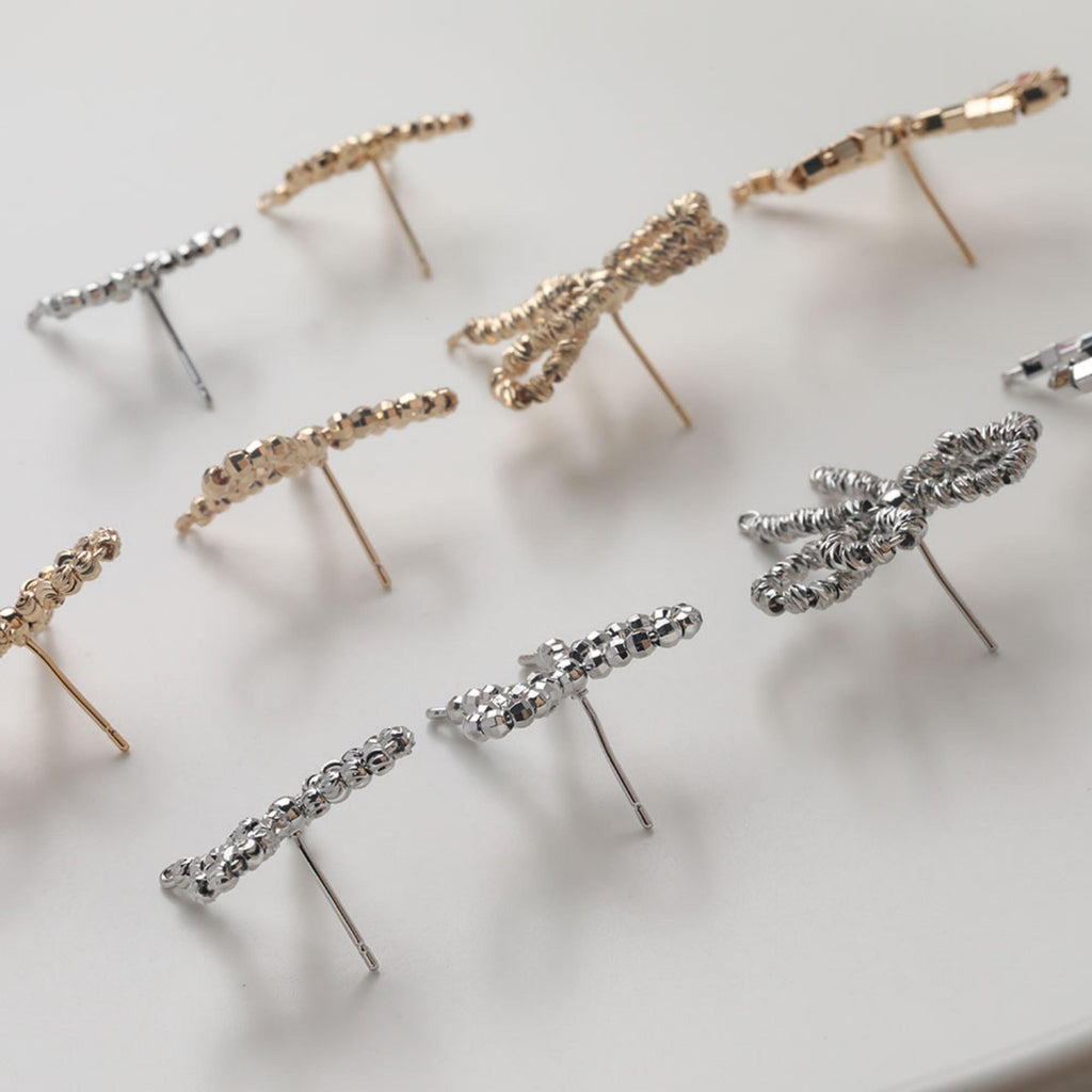 Bow Earrings Collection, Bow Tie Earring Post with Loop, 14K Gold/Silve Plated, S925 Silver Pin Nickel Free Earrings GZ724