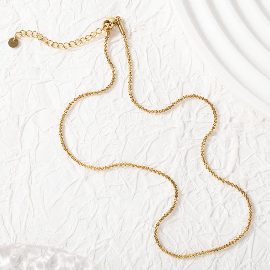 18K Sparkling Necklace, 316L Stainless Steel, Ready to Wear Necklace, 40+5cm/17.7 inch ZD007