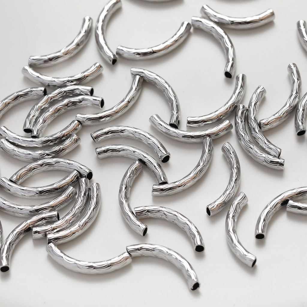 10 cuentas de tubo curvo, cuentas espaciadoras curvas, cuentas de tubo curvo, chapadas en oro/plata de 14 quilates, para hacer pulseras y collares, accesorio de joyería GZ244