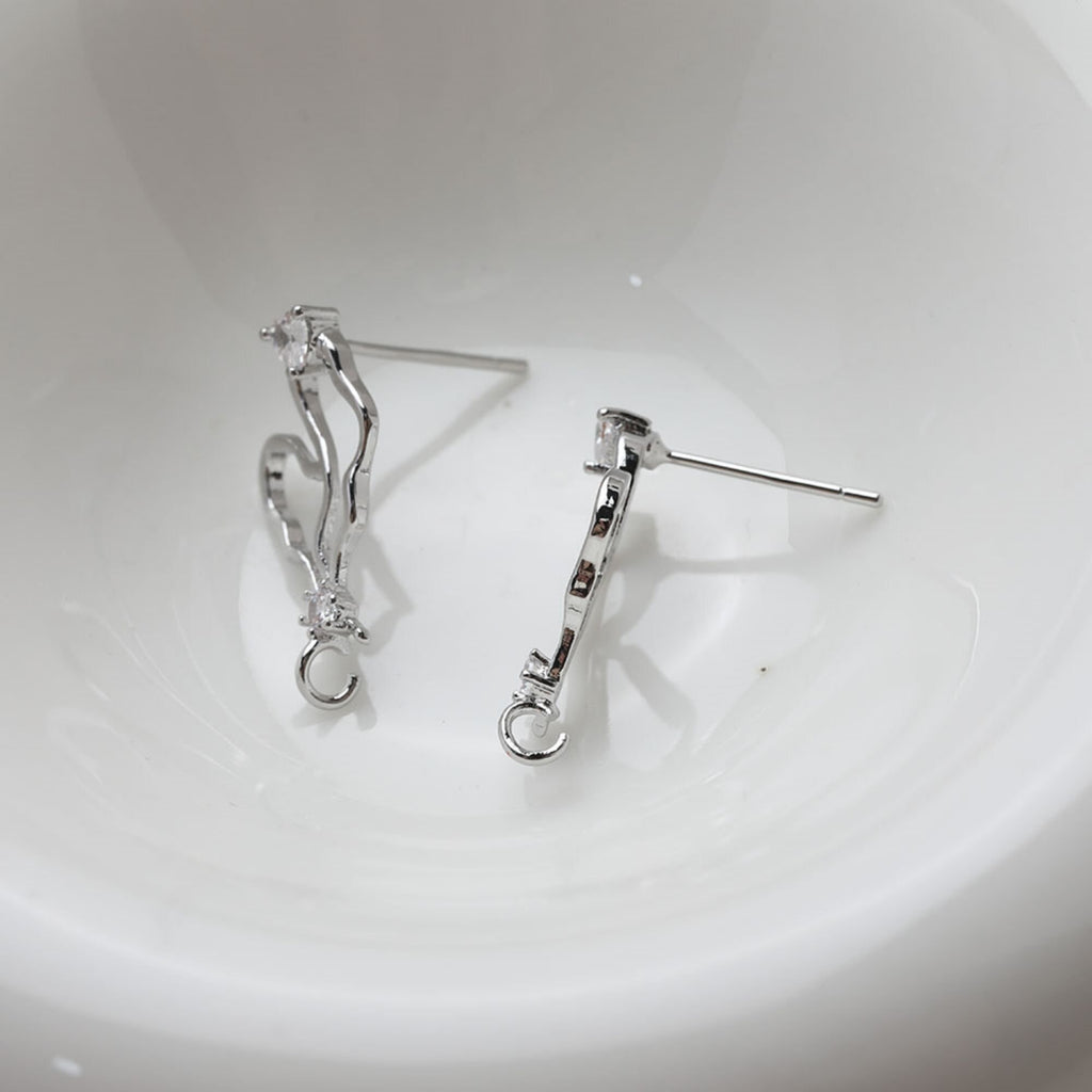 قرط على شكل قلب غير منتظم، ذهب/فضة عيار 14 قيراط، مرصع بأحجار الزركونيا المكعبة، أقراط فضة S925 خالية من النيكل، قرط دائري للأذن مع حلقة GE103