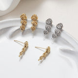 Rose Ear Stud, S925 Silver Ear Pin Nickel Free Earrings, Gold/Silver Stud Earrings, Hypoallergenic Earring Findings BB005-D0131