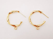 Load image into Gallery viewer, 10pcs Gold Twist C Earrings Post With Loop, S925 Silver Ear Pin Nickel Free Earrings, Ear Stud Loop, Hypoallergenic Earring Findings Z046
