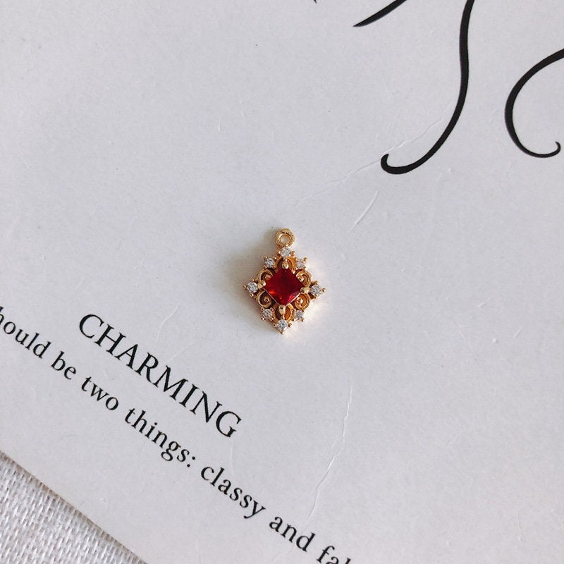 10pcs Charm with loops, Boho Pendant, Cubic Pave Pendant, Bracelet Necklace Making, Gold Plated Jewelry Findings MY071-F175