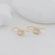 Load image into Gallery viewer, 14K Gold Plated Ear Wires, Square Cubic Pave Earring Hooks, Nickel Free, Fish Hooks, Ear Wires for Jewelry Making ZX322