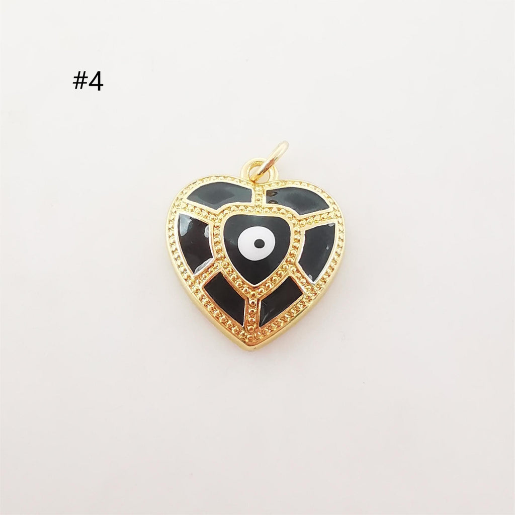 Enamel Cubic Evil Eye Charm, 18K Gold Plated Micro CZ Pave Eye Pendant, Necklace Making Charm, Jewelry Findings S20228