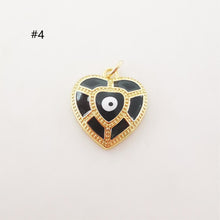 Load image into Gallery viewer, Enamel Cubic Evil Eye Charm, 18K Gold Plated Micro CZ Pave Eye Pendant, Necklace Making Charm, Jewelry Findings S20228