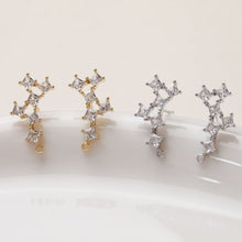 Load image into Gallery viewer, Irregular Pave CZ Earring Post, 14K Gold/Silver Plated,  S925 Silver Pin Nickel Free Earrings, Hypoallergenic Earring Findings GZ397