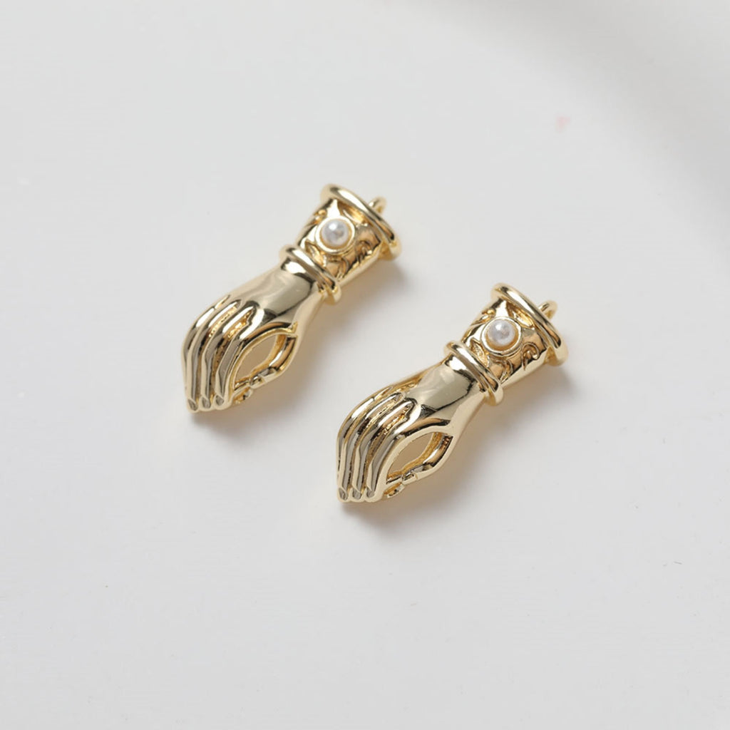 2pcs Hand Connector Charm, 14K Gold/Silver Plated Pendant, Neckalce Bracelet Making Pendant, Jewelry Supply Finding GZ269