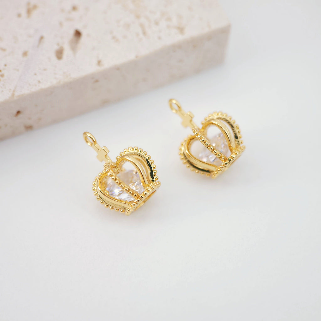 2 dijes ovalados flotantes con interior cúbico transparente, colgante ovalado 3D chapado en oro de 18 quilates, accesorios de joyería S756