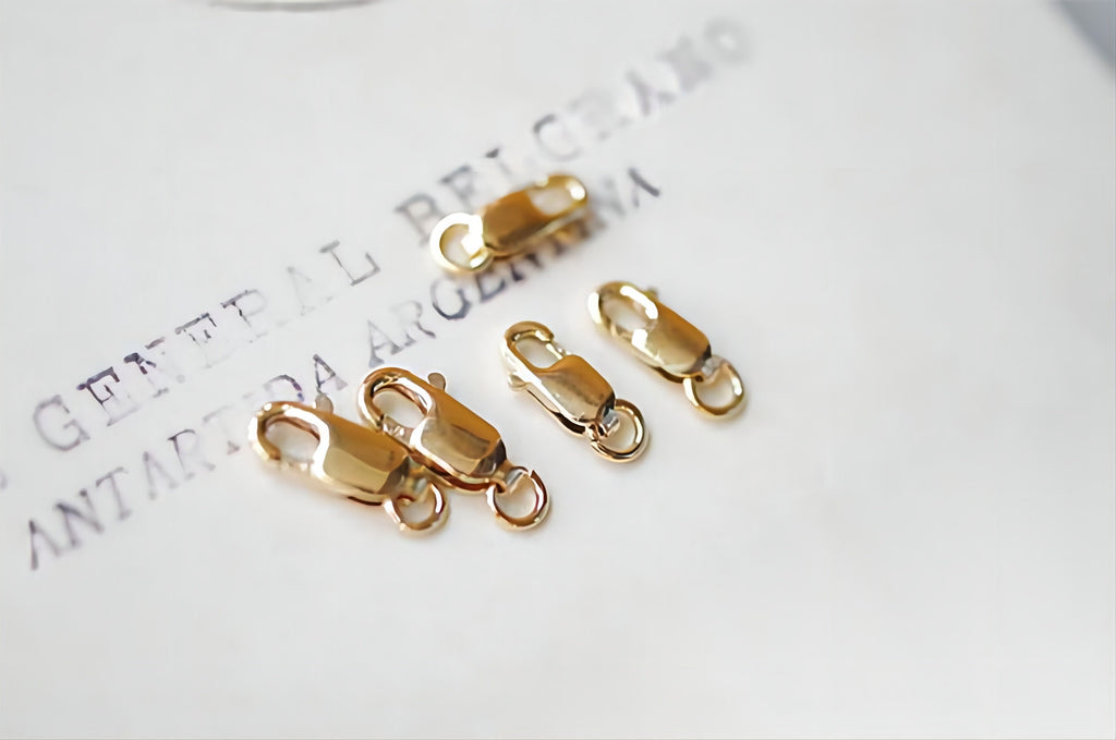 14K Gold Filled Lobster Claw Clasp, 3x8mm/4x10mm/4.5x12mm/5.2x13.5mm, Clasp with Open Loops for Necklace Bracelet Making B018