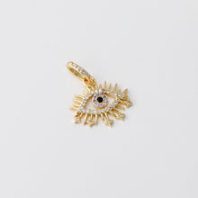 Load image into Gallery viewer, Cubic Evil Eye Charm, 18K Gold Plated Micro CZ Pave Eye Pendant, 20x18mm, Necklace Making Charm, Jewelry Findings S895