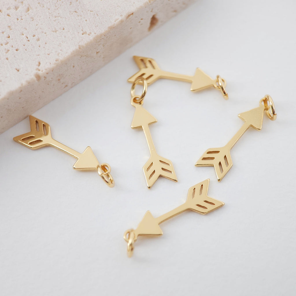 10PCS Gold Arrow Charms, 18K Gold Plated Arrow Charms, Arrow Pendant,  Necklace Charms, Jewelry Findings S341