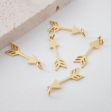 Load image into Gallery viewer, 10PCS Gold Arrow Charms, 18K Gold Plated Arrow Charms, Arrow Pendant,  Necklace Charms, Jewelry Findings S341
