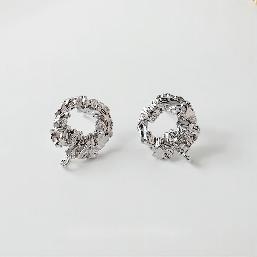 Pendientes de plata de ley 925 con pasador calado irregular y bucle, dorados y plateados, sin níquel, hipoalergénicos, GE064