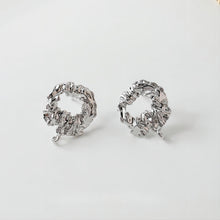 Cargar imagen en el visor de la galería, Pendientes de plata de ley 925 con pasador calado irregular y bucle, dorados y plateados, sin níquel, hipoalergénicos, GE064