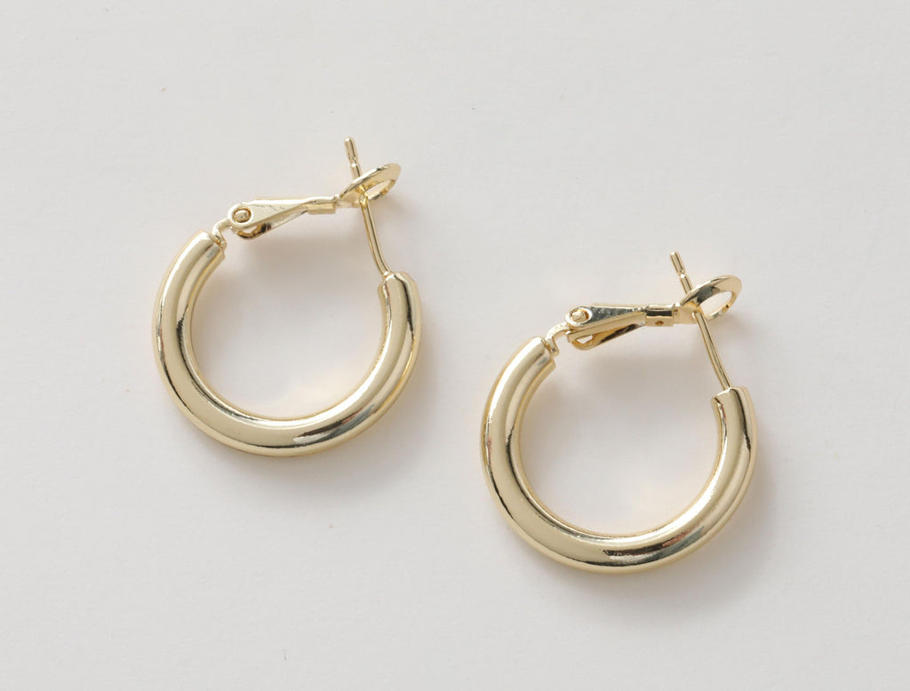 14K Gold Plated Round Hoop Earring, S925 Silver Ear Pin, Huggie Hoops Earring Parts, Spring Ear Hoops, 20mm, 24mm, hoop earrings G0017-D0315