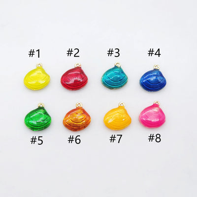 Enamel SeaShell Charms, 18K Gold Plated, Shell Pendant, Beach Charm, Necklace Making Charms, Jewelry Findings S20517