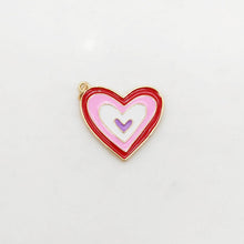 Load image into Gallery viewer, Multicolor Enamel Heart Charm, 18K Gold Plated Heart Pendant, 23mm, Necklace Bracelet Making Pendant S20390