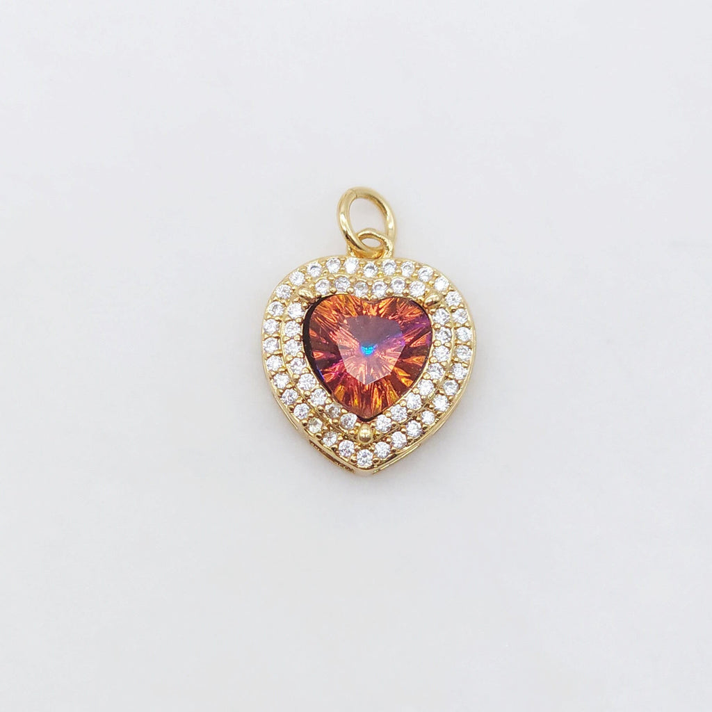 Dije de candado de corazón, colgante de corazón de cristal cúbico pavé, chapado en oro de 18 quilates, para hacer collares y pulseras, accesorios de joyería S20498