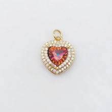 Cargar imagen en el visor de la galería, Dije de candado de corazón, colgante de corazón de cristal cúbico pavé, chapado en oro de 18 quilates, para hacer collares y pulseras, accesorios de joyería S20498