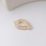CZ Pave Leaf Charm, Cubic Zircon Crystal Leaf Pendant, CZ Earring Charms,  Real Gold Plated Brass Earring Charms, Jewelry Finding D0229