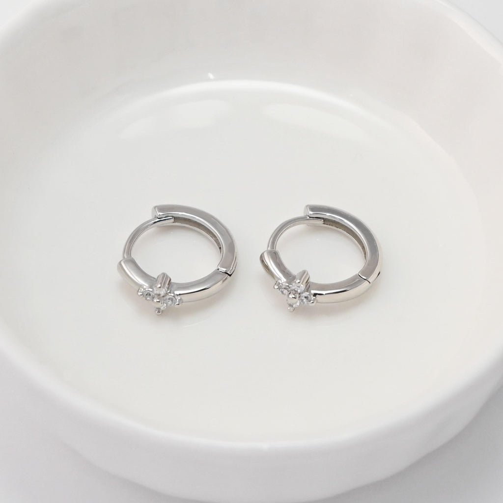 CZ Pave Flower Ear Hoop, Gold Plated Huggie Hoop Earring, Leverback Earring, DIY Earring  Findings, Handmade Earring Supplies D0531-D0539