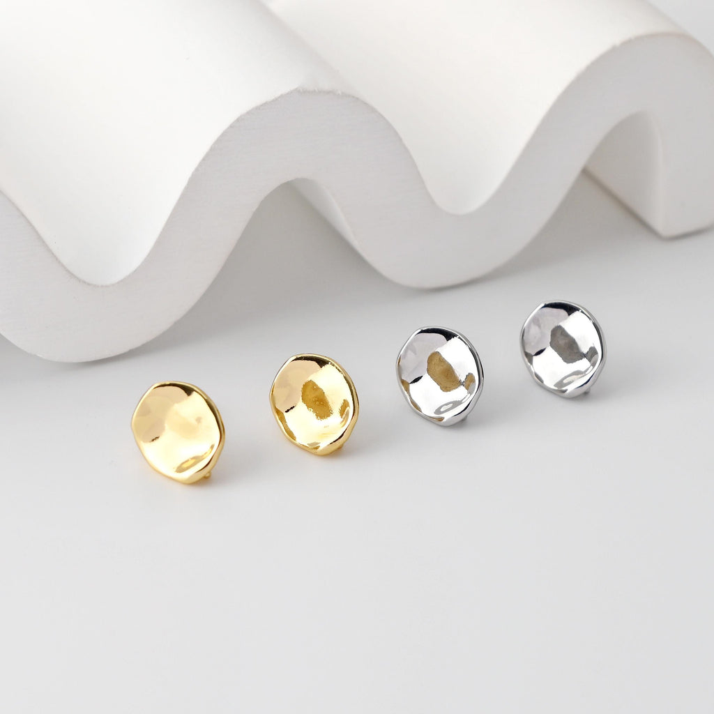 أقراط دائرية بسيطة مع حلقة، مطلية بالذهب عيار 18 قيراطًا، خالية من النيكل، دبوس من الفضة الاسترلينية S925، أقراط أذن مضادة للحساسية D0489