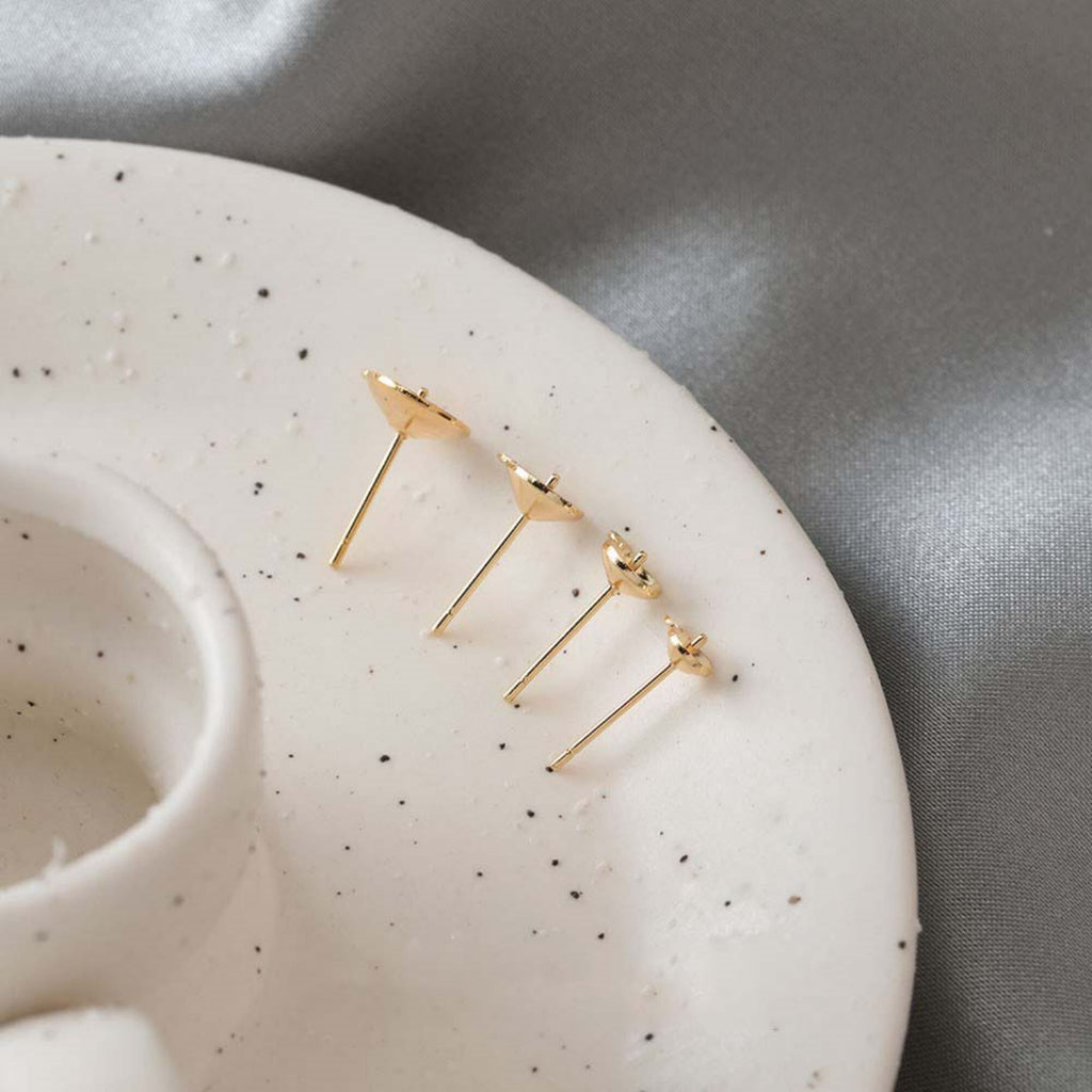 14K Gold Cup Earring Post With Loop, 4/5/6/8mm, S925 Silver Pin Nickel Free Earrings, Ear Stud, Hypoallergenic Earring Findings GZ316-ZX7050