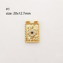 Load image into Gallery viewer, Evil Eye Charm, Coin Pendant, Heart Charm, 18K Gold Plated CZ Pave Eye Pendant, Necklace Making Charm, Jewelry Findings S1024