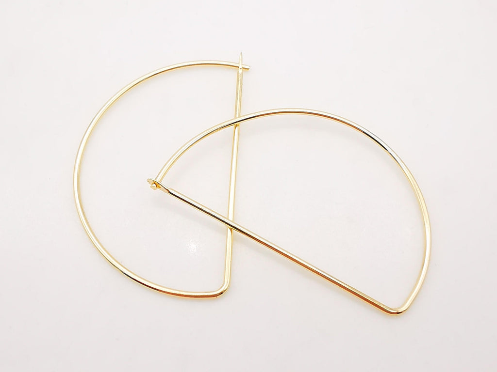 20pcs- 14K Gold Plated Hoop Earring Finding, 40mm, Nickel Free Half Circle Earring Hoops, DIY Earring Charms, Earring Making Findings Z028