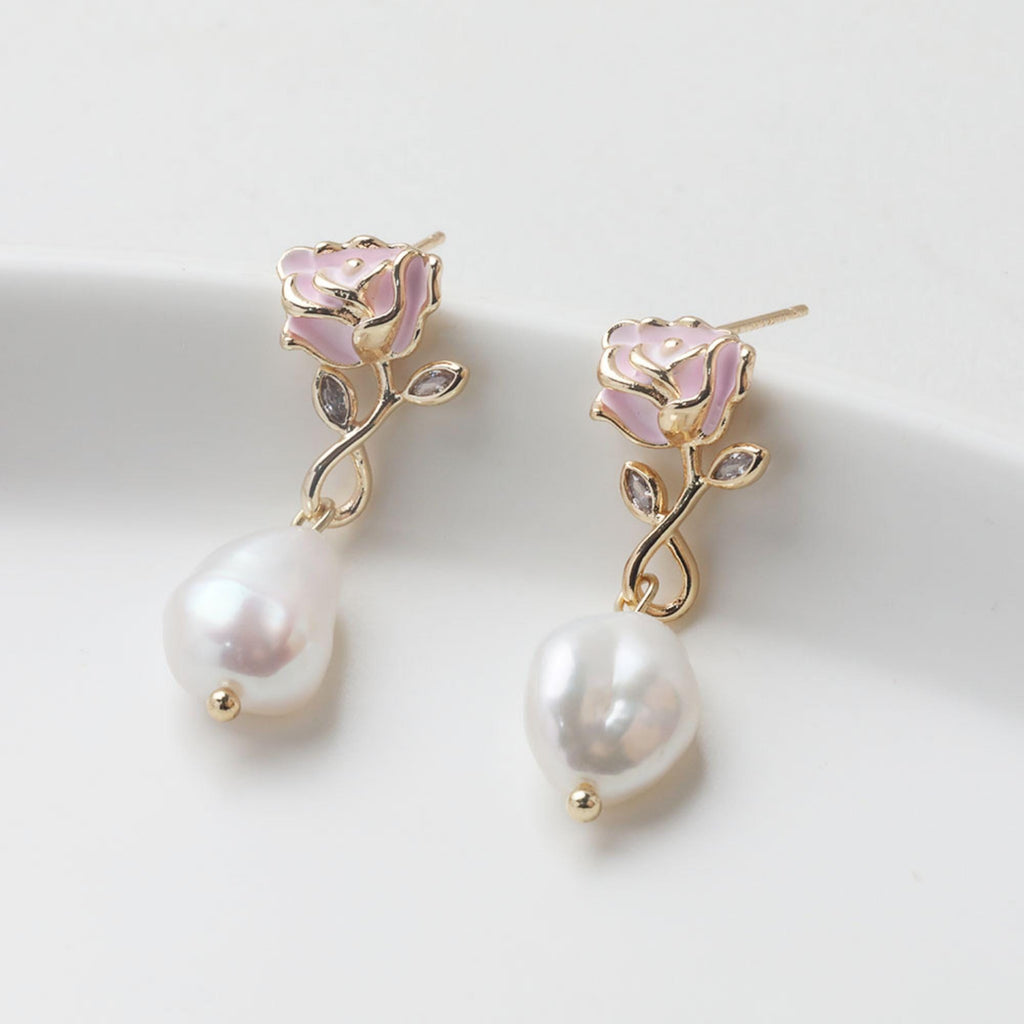 Enamel Flower Earring Post, 14K Gold/Silver, S925 Silver Pin Nickel Free Earrings, Flora Ear Stud with Loop GZ769