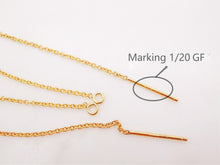 Load image into Gallery viewer, 14K Gold Filled Ear Threader, 85mm Threader Earrings, 0.6mm Flat Oval Chain Wire, Chain Earrings B004
