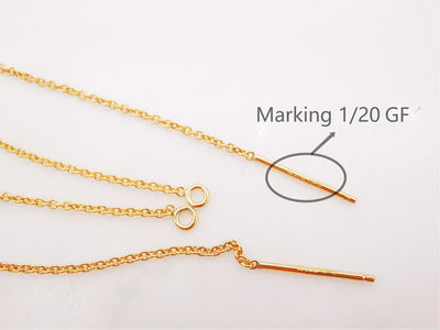 14K Gold Filled Ear Threader, 85mm Threader Earrings, 0.6mm Flat Oval Chain Wire, Chain Earrings B004