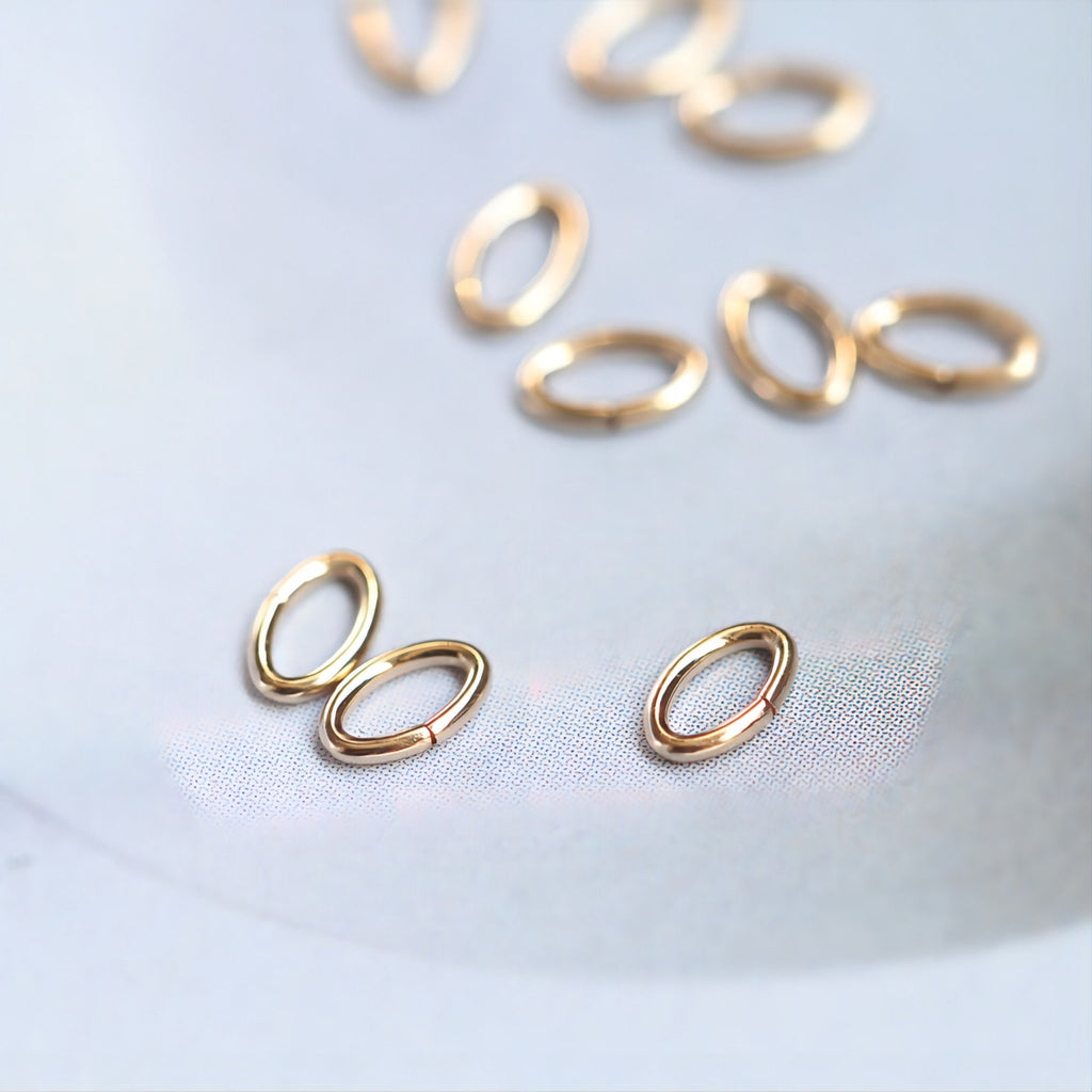 14K Gold Filled Oval Open Jump Rings- [10PCS/Pack] Oval Jump Ring Connectors, Gold Filled Jewelry Making Supply BL013