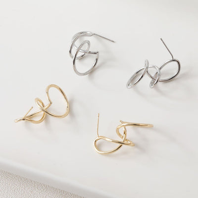 Irregular Ear Post With Loop, S925 Silver Ear Pin Nickel Free Earrings, Gold/Silver Ear Stud, Hypoallergenic Earring Findings GZ146